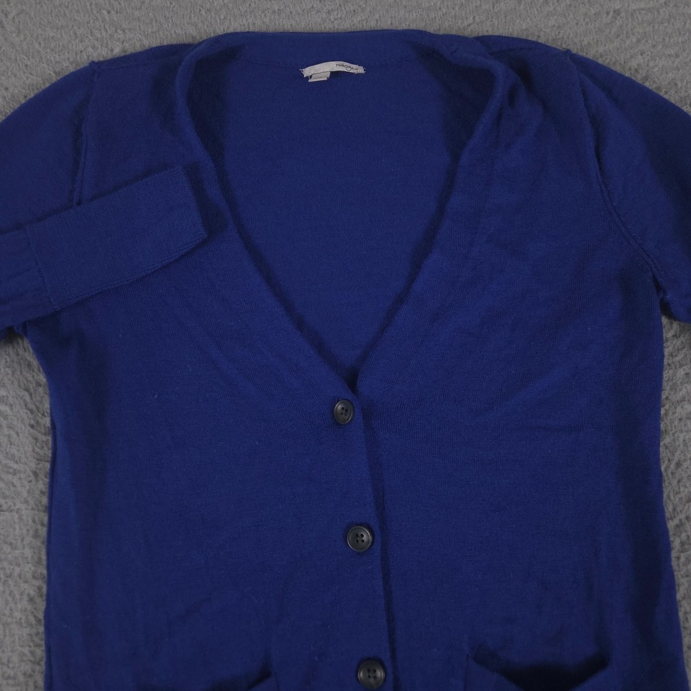 Halogen Sweater Womens Small Merino Wool Cardigan V-Neck Button Front Pockets